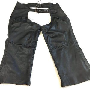 Moto Chaps Street & Steel Heavy Duty Deep Pocket Leather EUC